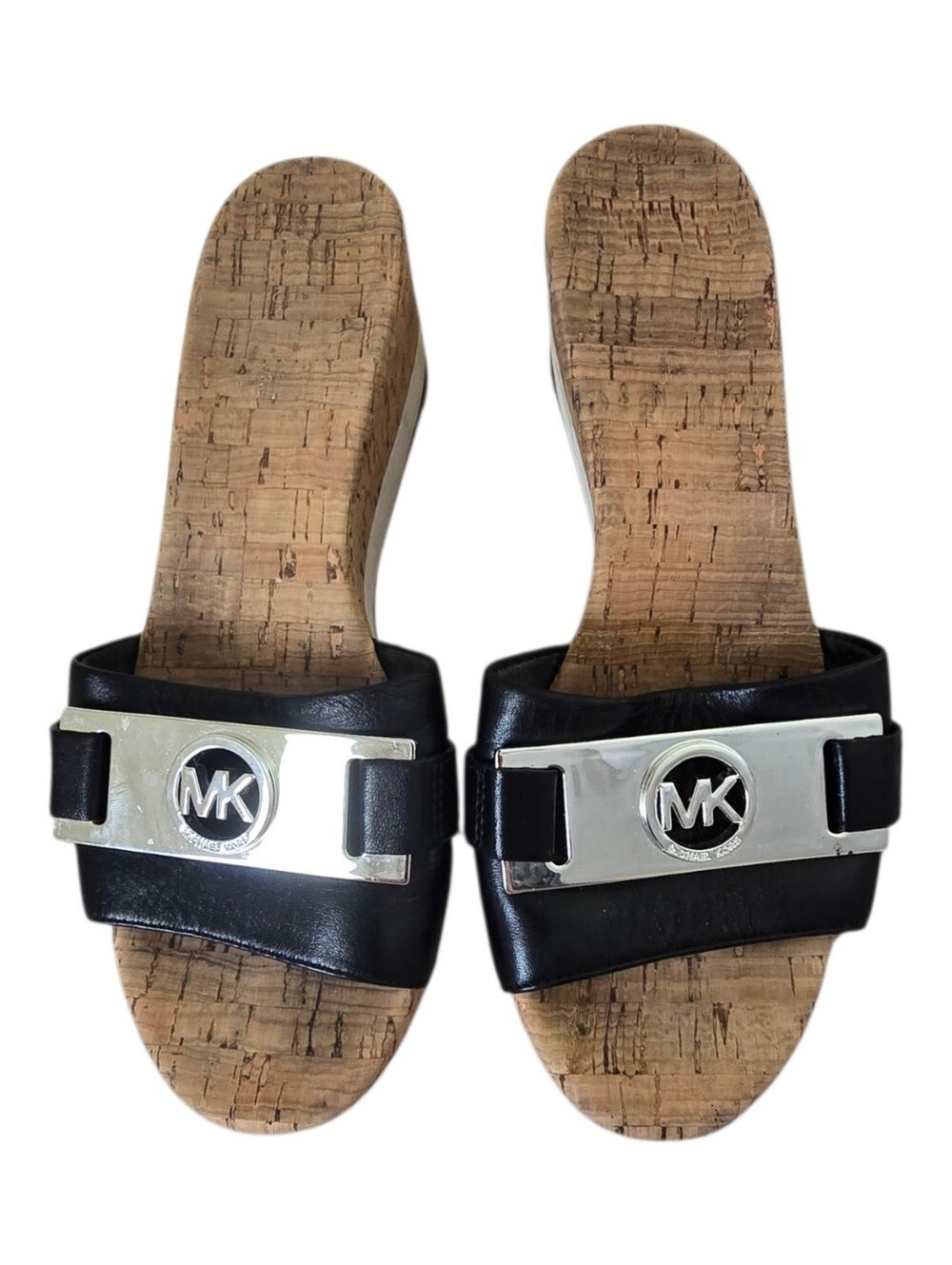 Michael Kors Warren Platform Sandals Black Cork Size 5.5